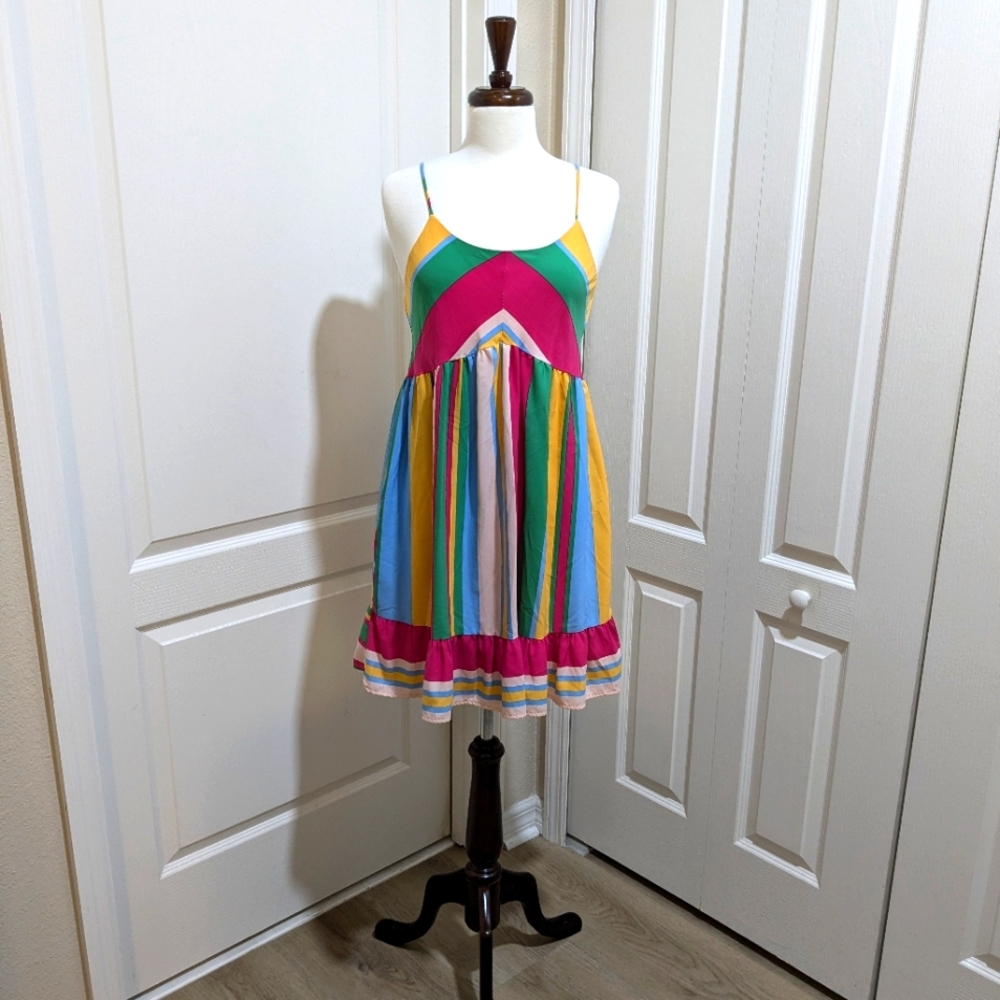 Multi Striped Mini Dress sz Med
